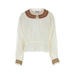 BODE Embroidered Cotton Blouse Women WHITE T-Shirts & Tops
